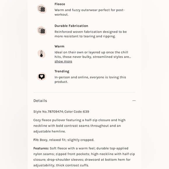 Free People Mountain High Half Zip Fleece Ballet Slipper Combo XS - Picture 11 of 11